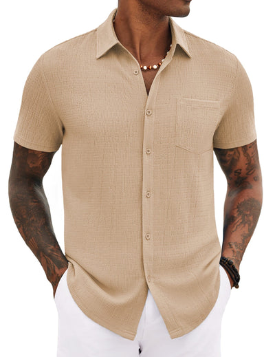 Casual Summer Textured Shirt (US Only) Shirts coofandy Light Khaki S 