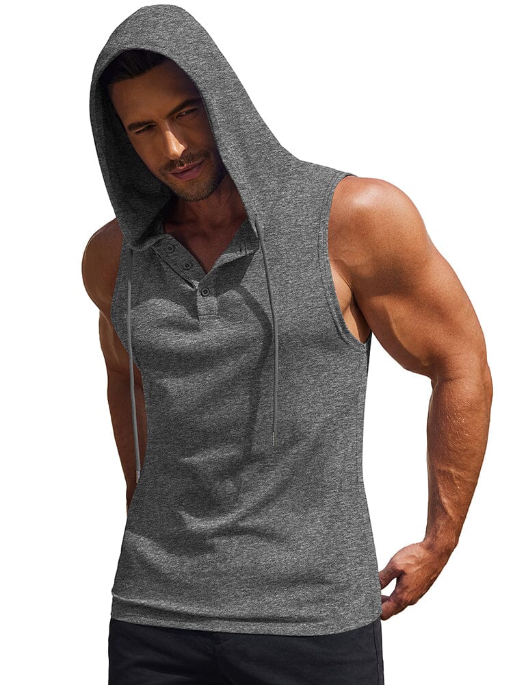 Cotton Hooded Tank Tops (US Only) Tank Tops coofandy Dark Gray S 