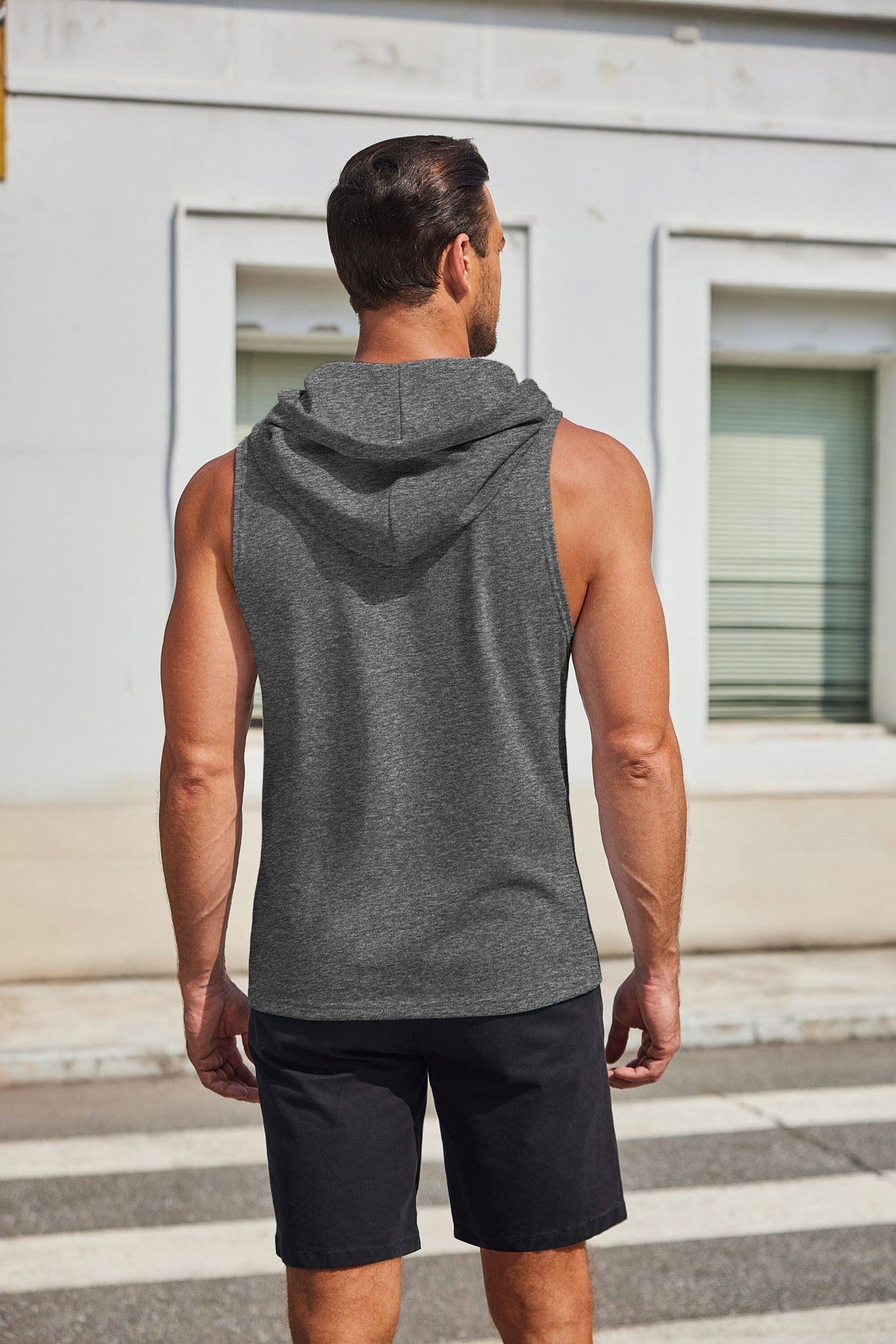 Cotton Hooded Tank Tops (US Only) Tank Tops coofandy 