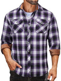 Plaid Flannel Shirt Long Sleeve Casual Button Down Work Shirts (US Only)