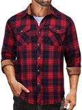 Plaid Flannel Shirt Long Sleeve Casual Button Down Work Shirts (US Only)