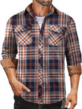 Plaid Flannel Shirt Long Sleeve Casual Button Down Work Shirts (US Only)