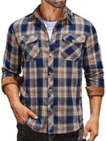 Plaid Flannel Shirt Long Sleeve Casual Button Down Work Shirts (US Only)