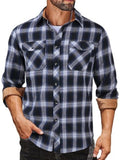 Plaid Flannel Shirt Long Sleeve Casual Button Down Work Shirts (US Only)