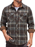 Plaid Flannel Shirt Long Sleeve Casual Button Down Work Shirts (US Only)