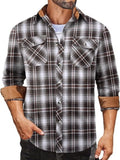 Plaid Flannel Shirt Long Sleeve Casual Button Down Work Shirts (US Only)
