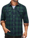 Plaid Flannel Shirt Long Sleeve Casual Button Down Work Shirts (US Only)