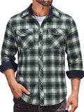 Plaid Flannel Shirt Long Sleeve Casual Button Down Work Shirts (US Only)