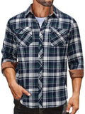 Plaid Flannel Shirt Long Sleeve Casual Button Down Work Shirts (US Only)
