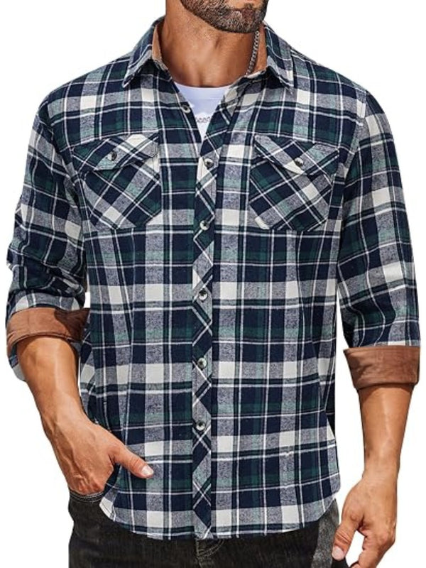Plaid Flannel Shirt Long Sleeve Casual Button Down Work Shirts (US Only)