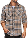 Plaid Flannel Shirt Long Sleeve Casual Button Down Work Shirts (US Only)