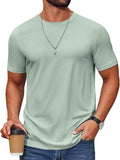 Cotton Blend Crew Neck Short Sleeve Basic T-Shirt (US Only)