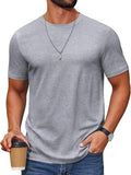 Cotton Blend Crew Neck Short Sleeve Basic T-Shirt (US Only)