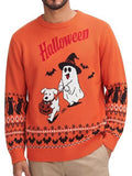 Halloween Ugly Knit Sweater Crewneck Graphic Pullover (US Only)