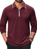 Cotton Quarter Zip Long Sleeve Polo Shirt (US Only)