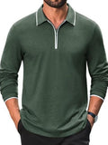 Cotton Quarter Zip Long Sleeve Polo Shirt (US Only)