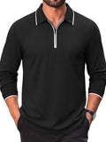 Cotton Quarter Zip Long Sleeve Polo Shirt (US Only)