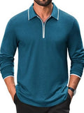 Cotton Quarter Zip Long Sleeve Polo Shirt (US Only)