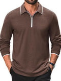 Cotton Quarter Zip Long Sleeve Polo Shirt (US Only)