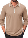 Cotton Quarter Zip Long Sleeve Polo Shirt (US Only)
