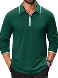 Cotton Quarter Zip Long Sleeve Polo Shirt (US Only)