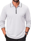 Cotton Quarter Zip Long Sleeve Polo Shirt (US Only)