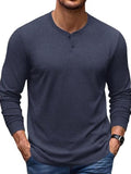 Essential 100% Cotton Long Sleeve Henley Shirt (US Only)