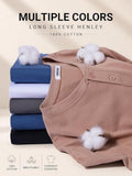 Essential 100% Cotton Long Sleeve Henley Shirt (US Only)