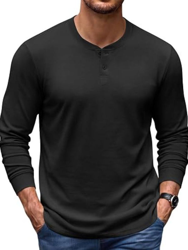 Essential 100% Cotton Long Sleeve Henley Shirt (US Only)
