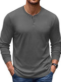 Essential 100% Cotton Long Sleeve Henley Shirt (US Only)