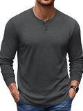 Essential 100% Cotton Long Sleeve Henley Shirt (US Only)
