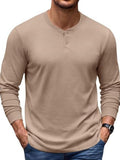 Essential 100% Cotton Long Sleeve Henley Shirt (US Only)