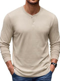 Essential 100% Cotton Long Sleeve Henley Shirt (US Only)
