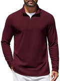 Lightweight Waffle Knit Quarter Zip Mock Neck Pullover Sweatshirt (US Only)