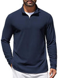 Lightweight Waffle Knit Quarter Zip Mock Neck Pullover Sweatshirt (US Only)