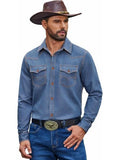 Western Cowboy Long Sleeve Button Down Work Shirt (US Only)