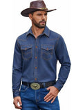 Western Cowboy Long Sleeve Button Down Work Shirt (US Only)