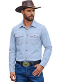 Western Cowboy Long Sleeve Button Down Work Shirt (US Only)
