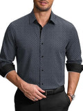 Printed Contrast Collar Long Sleeve Button Down Dress Shirt (US Only)