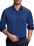 Printed Contrast Collar Long Sleeve Button Down Dress Shirt (US Only)