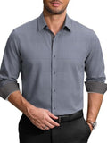 Printed Contrast Collar Long Sleeve Button Down Dress Shirt (US Only)