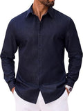 Casual Long Sleeve Button Down Denim Shirt (US Only)