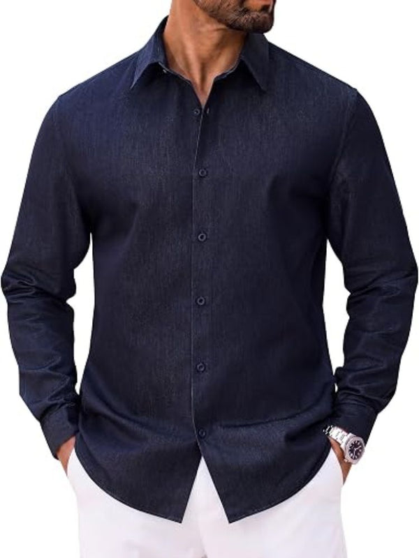 Casual Long Sleeve Button Down Denim Shirt (US Only)