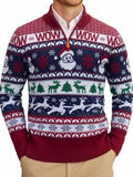 Halloween Ugly Knit Sweater Quarter Zip Mock Neck Pullover (US Only)
