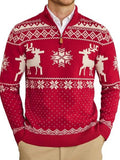 Halloween Ugly Knit Sweater Quarter Zip Mock Neck Pullover (US Only)