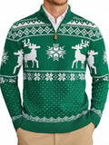 Halloween Ugly Knit Sweater Quarter Zip Mock Neck Pullover (US Only)