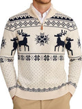Halloween Ugly Knit Sweater Quarter Zip Mock Neck Pullover (US Only)