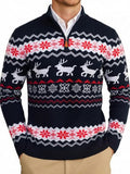 Halloween Ugly Knit Sweater Quarter Zip Mock Neck Pullover (US Only)