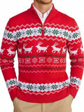 Halloween Ugly Knit Sweater Quarter Zip Mock Neck Pullover (US Only)