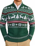 Halloween Ugly Knit Sweater Quarter Zip Mock Neck Pullover (US Only)